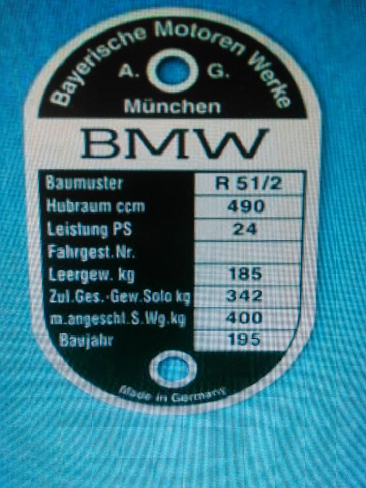 BMW Data Plate
