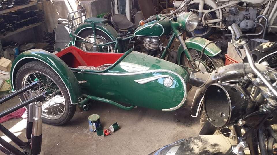 Green BMW with Sidecar